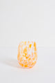 Stemless Orange White Splatter Wine Glass