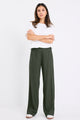 Boulevard Khaki Linen Viscose Wide Leg Pants