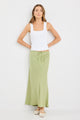 Summit Moss Linen Tie Waist Bias Maxi Skirt