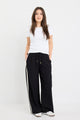 Townie Black Matte Petite Stripe Side Tape Wide Leg Pants
