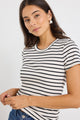 Study Black Ecru Stripe Rib Longer Baby Tee