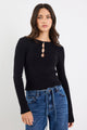 Suggestion Black Rib Knit Long Sleeve Top