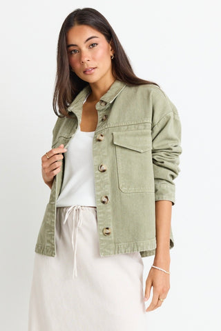 Echo Khaki Patch Pocket Denim Jacket