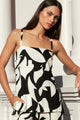Sunkissed Black Ivory Cutout Print Split Hem Cami Top