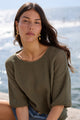 Sunrise Light Khaki SS Crochet Knit Top
