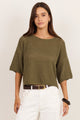 Sunrise Light Khaki SS Crochet Knit Top
