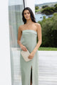 Swell Sage Linen Blend Strapless Maxi Dress