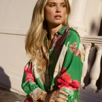 Woman wearing print blouse