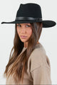Tessa Black Stacked Trim Panama Wool Hat