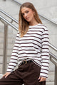 Tether Chocolate White Stripe LS Boxy Tee