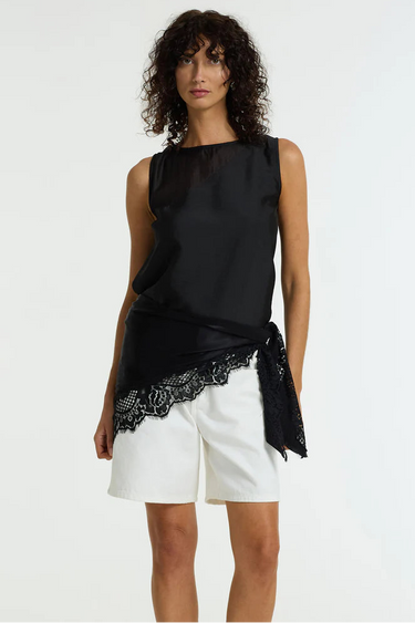 Lace Black Bandana Layer Scarf