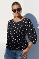 Theatrical Black Polka Dot Pintuck Shaped SS Top