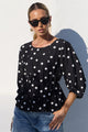 Theatrical Black Polka Dot Pintuck Shaped SS Top