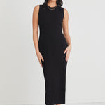 Theory Black Rib Knit Tank Midi Dress WW Dress Stories be Told   