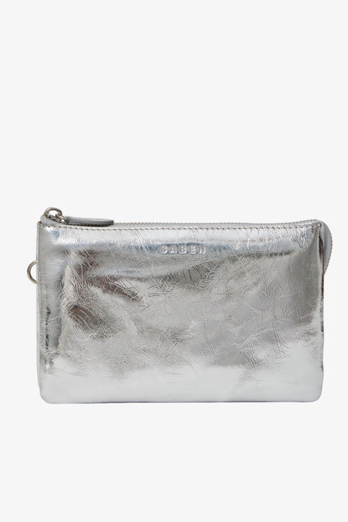 Silver Leather Crossbody Bag