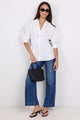 Timekeeper White Cotton Poplin Corset Detail Waist Shirt