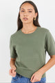 Topic Khaki Cashmere Blend Soft Knit Tee