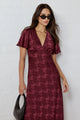 Tram Burgundy Jacquard Bias Flared Maxi Dress