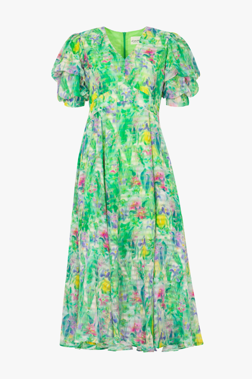 green floral midi dress