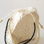 Triple Bead Gold Black White Bracelet