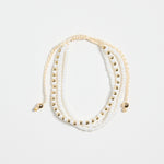 Triple Bead White Gold White Bracelet