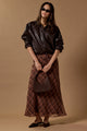 Align Wine Cinnamon Check Tie Waist Bias Maxi Skirt