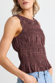 Tuscany Chocolate Shirred Cotton Sleeveless Top