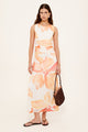 Solana Peach Floral Mesh Sleeveless Midi Dress