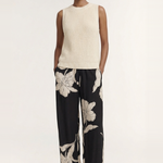 Veda Black Cream Floral Relaxed Pant