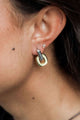 U Two Tone Gold Silver Hoop Earrings