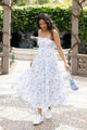 Universe Blue Floral Tie Back Tiered Strappy Maxi Dress
