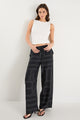 Clever Black Lines Drawcord Wide Leg Pants