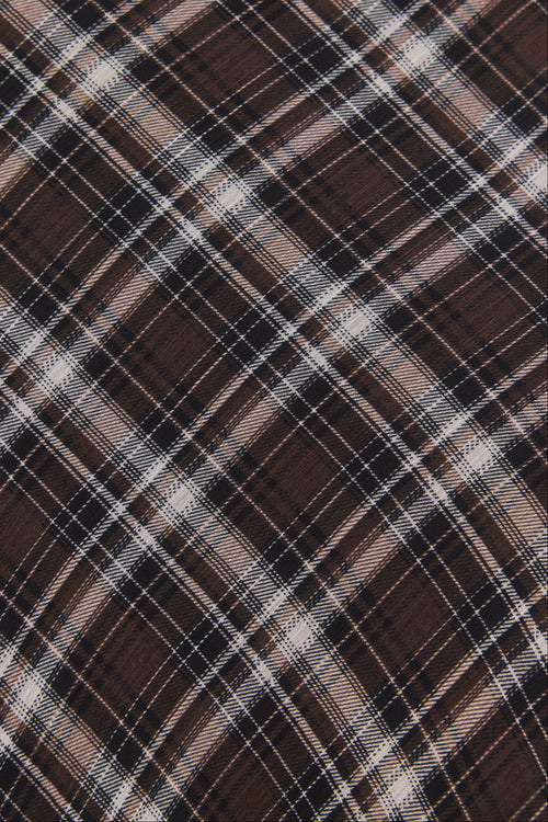 Close-up of brown plaid fabric