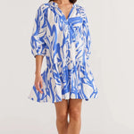 Mariella Blue White Smock Mini Dress