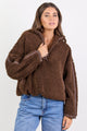 Untold Chocolate Contrast Detail Quarter Zip Sweatshirt