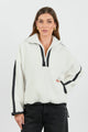 Untold Cream Contrast Detail Quarter Zip Sweatshirt