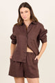 Uplifted Dark Chocolate Linen Oversized Shirt