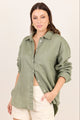 Uplifted Soft Khaki Linen Oversized Shirt