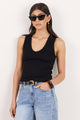Vale Black V Neck Rib Tank