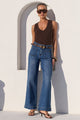 Zoey Marine Blue High Rise Wide Leg Pocket Jean