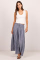 Byron Light Blue Chambray Shirred Waist Maxi Skirt