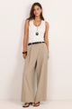 Conquered Stone Relaxed Adjustable Waist Wide Leg Pants