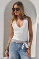 Vale White V Neck Rib Tank