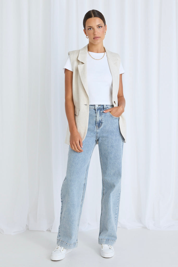 Shop Natural Linen Vest | Flo & Frankie