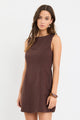 Venice Chocolate Boat Neck Fitted Mini Dress