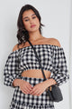 Versitile Black And White Gingham Cropped Elastic Top