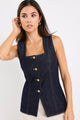 View Indigo Denim Square Neck Vest