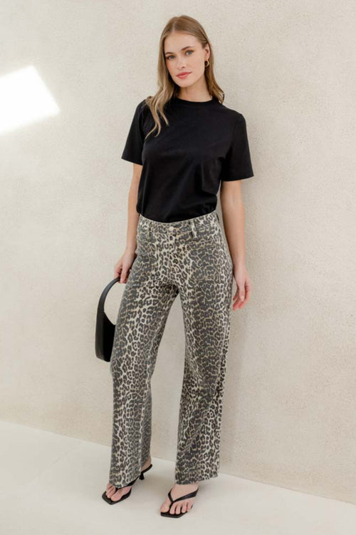 leopard denim