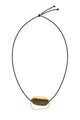 Wavy Gold Pendant On Cord Necklace
