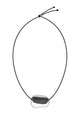 Wavy Silver Pendant On Cord Necklace